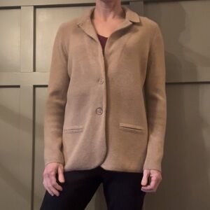 Charter Club Luxury Cashmere Sweater Blazer Button Front Camel Size Small NWT